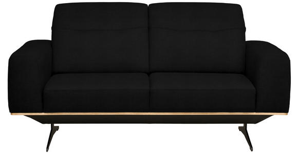 2-SITZER-SOFA in Leder Schwarz  - Schwarz, Design, Leder/Holz (174/76-97/102cm) - Novel