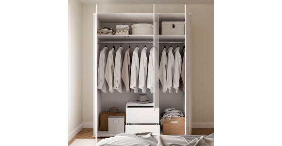 DREHTÜRENSCHRANK 169/214/60 cm,  in Weiß, Weiß Hochglanz, 3-türig  - Weiß Hochglanz/Weiß, Trend, Holzwerkstoff (169/214/60cm) - Carryhome
