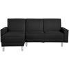 ECKSCHLAFSOFA inkl. Hocker  in Flachgewebe Schwarz  - Chromfarben/Schwarz, KONVENTIONELL, Textil/Metall (152/230cm) - Max Winzer
