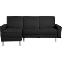 ECKSCHLAFSOFA inkl. Hocker  in Flachgewebe Schwarz  - Chromfarben/Schwarz, KONVENTIONELL, Textil/Metall (152/230cm) - Max Winzer