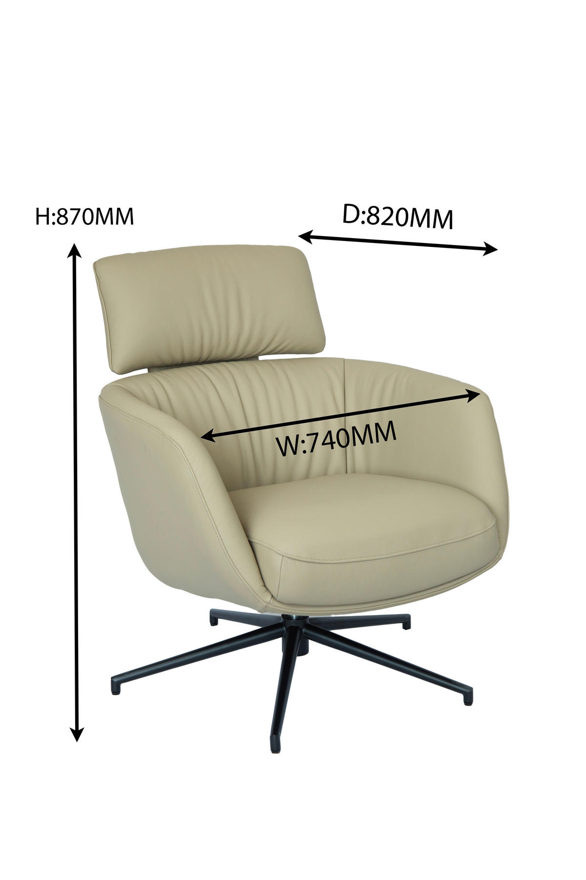 RELAXSESSEL Echtleder    - Hellbraun/Schwarz, Design, Leder/Metall (73/86/83cm) - Dieter Knoll