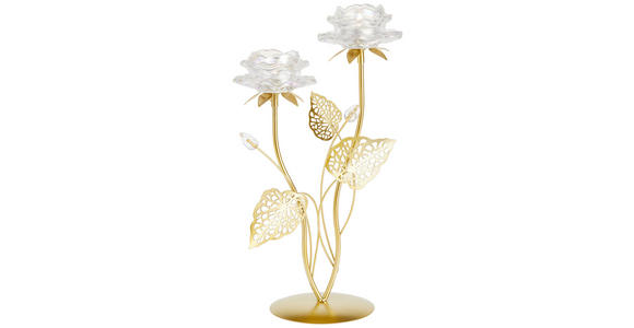 TEELICHTHALTER  - Klar/Goldfarben, LIFESTYLE, Glas/Metall (21/36/12cm) - Ambia Home