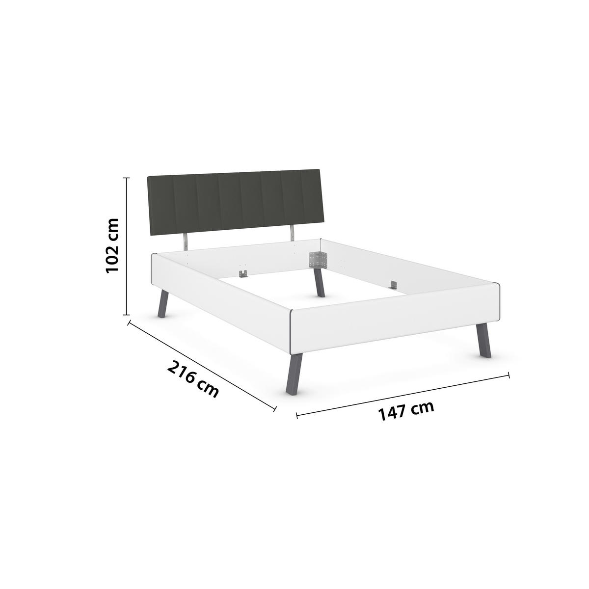 BETT 140/200 cm  in Weiß  - Weiß/Grau, Design, Textil/Metall (140/200cm) - Carryhome