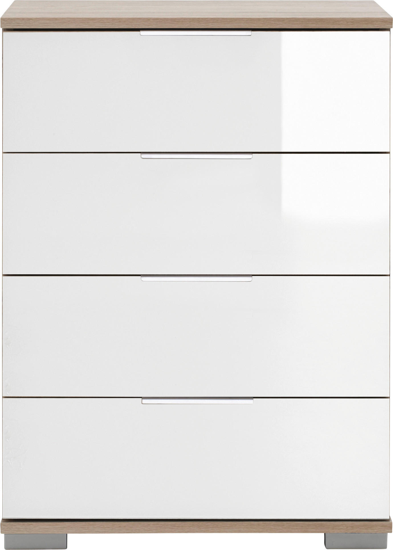 NOČNA OMARICA, bela, barve hrasta  - barve hrasta/bela, Design, kovina/umetna masa (52/74/38cm) - Carryhome