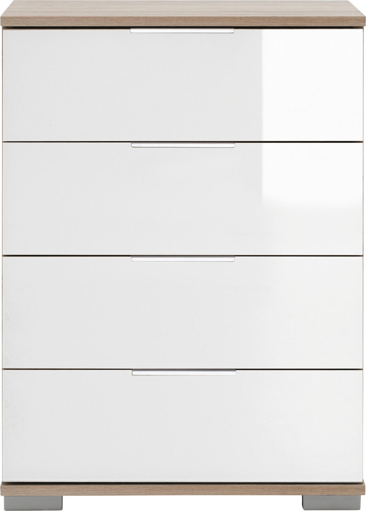 NOČNA OMARICA, bela, barve hrasta  - barve hrasta/bela, Design, kovina/umetna masa (52/74/38cm) - Carryhome