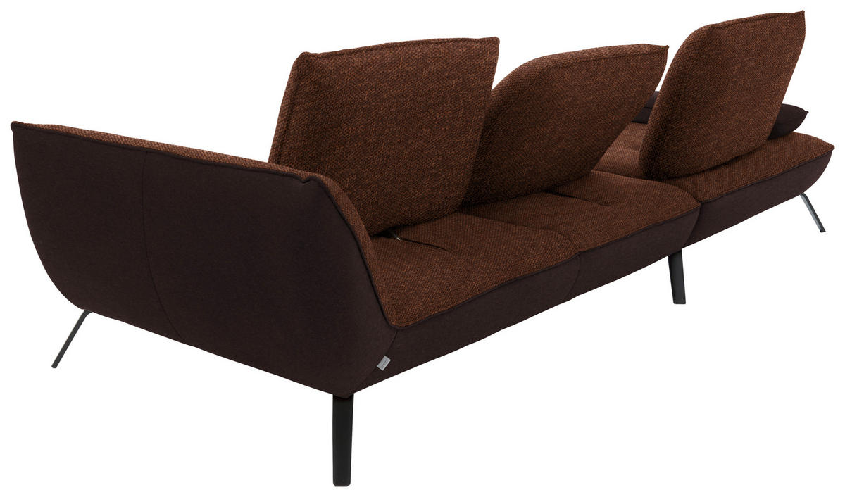 ECKSOFA Flachgewebe Kupferfarben  - Schwarz/Kupferfarben, Design, Textil/Metall (191/301cm) - Moderano