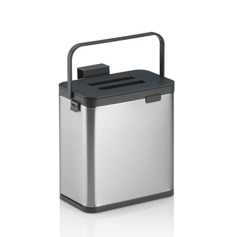 ABFALLEIMER  Metall  - Edelstahlfarben/Schwarz, KONVENTIONELL, Kunststoff/Metall (2,1l) - Kela