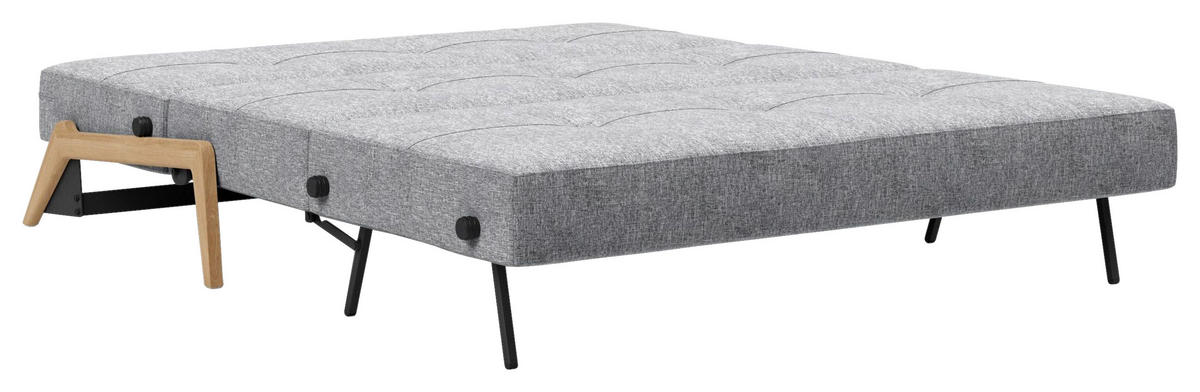 SCHLAFSOFA Flachgewebe Hellgrau  - Eichefarben/Hellgrau, Design, Holz/Textil (168/79/98cm) - Innovation