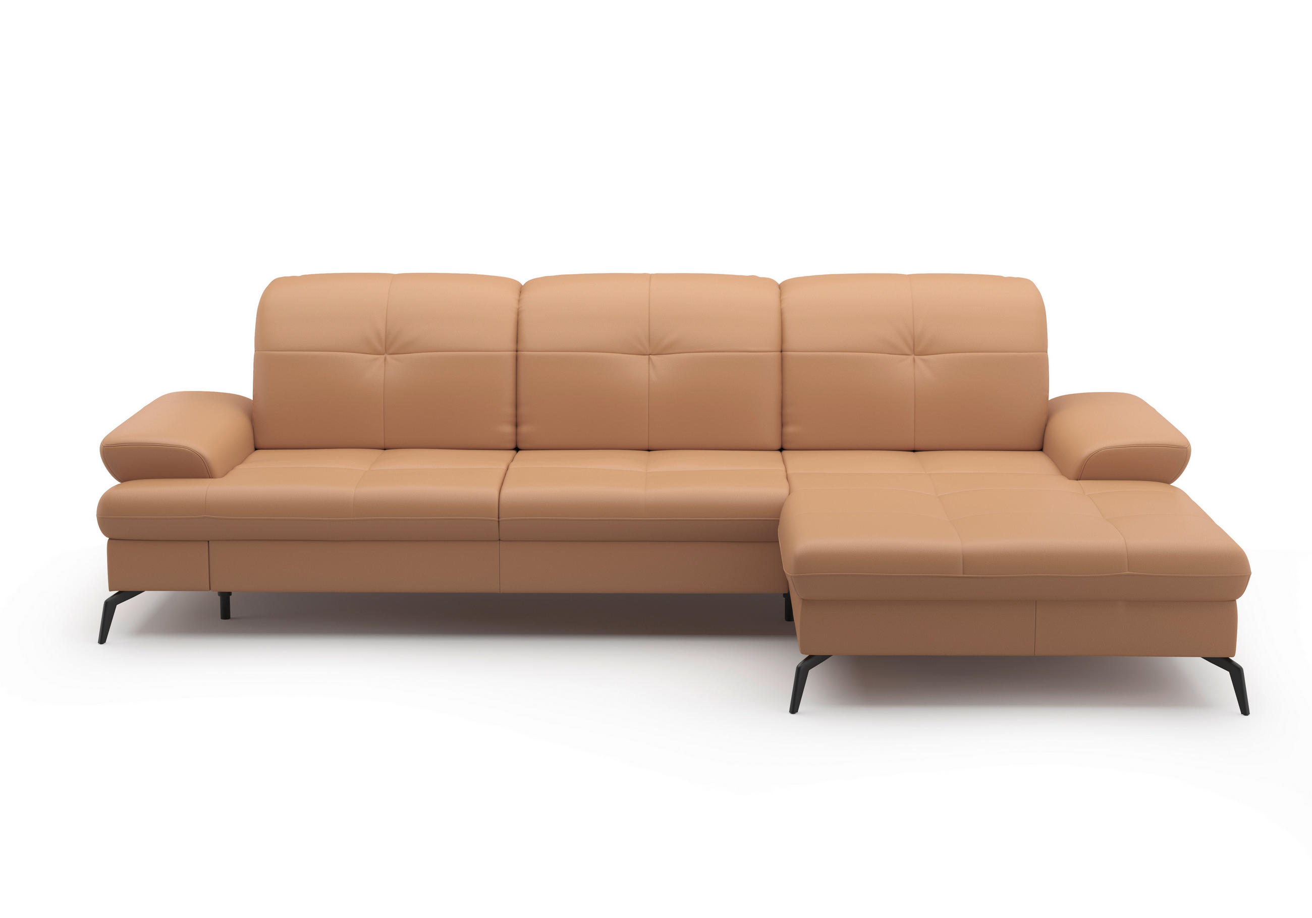 ECKSOFA Cappuccino Kombination Echtleder/Stoff Vliesstoff  - Schwarz/Cappuccino, KONVENTIONELL, Leder/Textil (279/185cm) - Sit & More