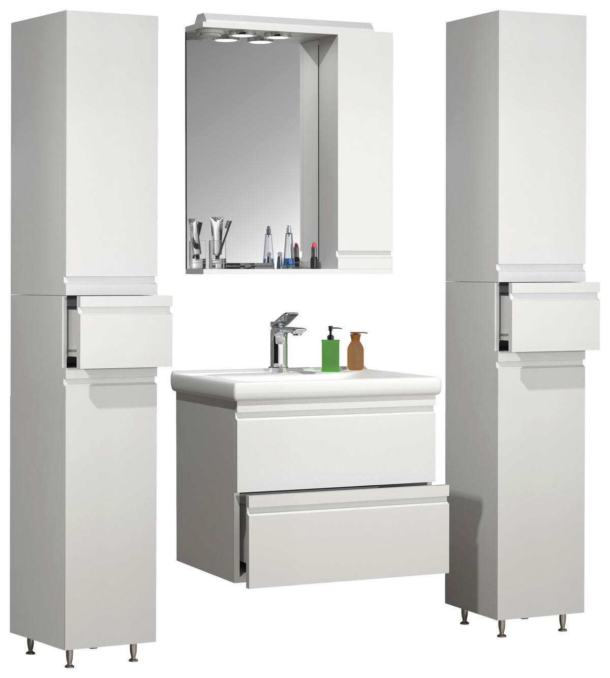 BADEZIMMER 5-teilig  in 120 cm  - Weiß, MODERN, Glas/Keramik (120cm) - MID.YOU