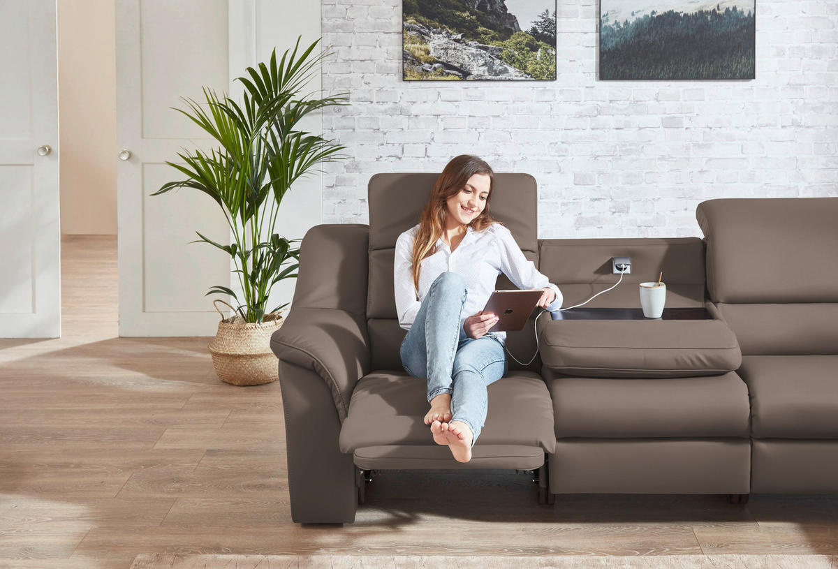 ECKSOFA  in Echtleder Fango  324/260 cm  - Chromfarben/Fango, KONVENTIONELL, Leder/Kunststoff (324/260cm) - Cantus