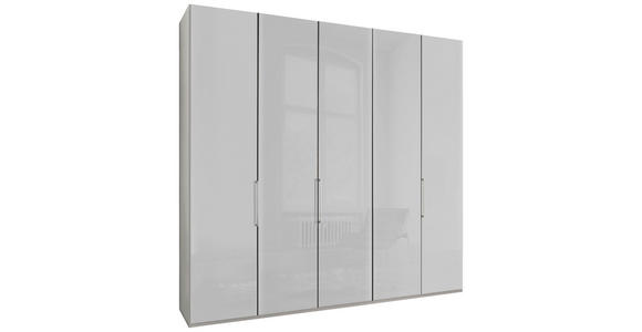 DREHTÜRENSCHRANK 250/216/58 cm,  in Weiß, 5-türig  - Chromfarben/Weiß, KONVENTIONELL, Glas/Holzwerkstoff (250/216/58cm) - Dieter Knoll