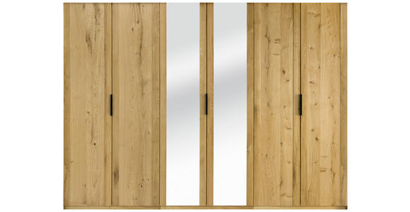 DREHTÜRENSCHRANK in Eichefarben - Eichefarben/Schwarz, Natur, Glas/Holz (303/222/63cm) - Valnatura