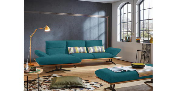 ECKSOFA in Flachgewebe Petrol  - Petrol/Schwarz, Design, Holz/Textil (159/314cm) - Dieter Knoll