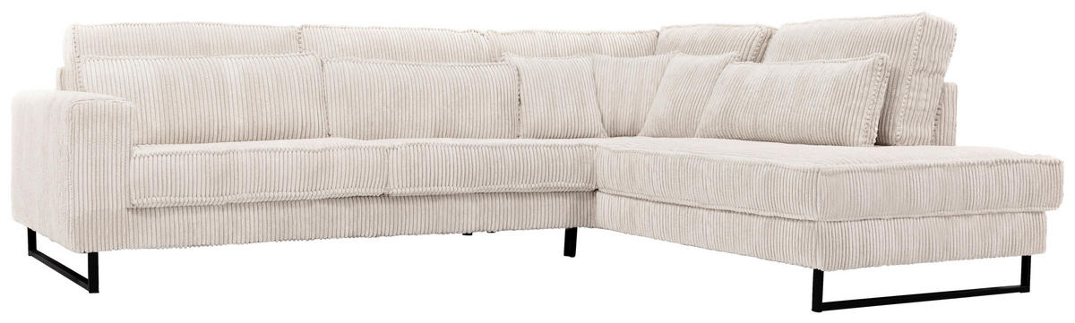 ROHOVÁ SEDAČKA, textil, kompozitní dřevo, béžová - černá/béžová, Konvenční, kov/kompozitní dřevo (284/253cm) - Livetastic