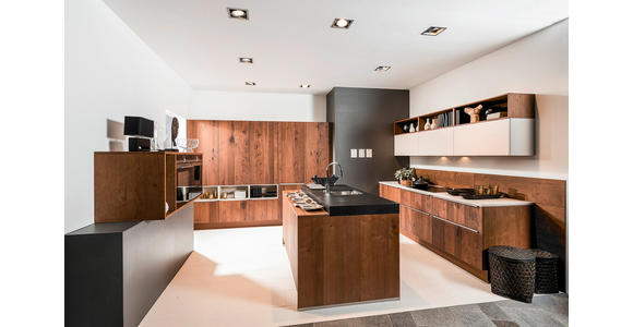 EINBAUKÜCHE   - Eichefarben/Weiß, Design, Holzwerkstoff - Dieter Knoll