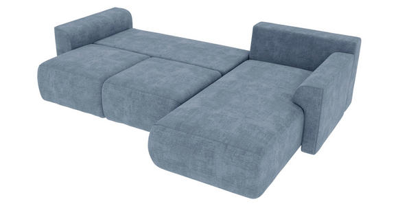 ECKSOFA Blau Samt  - Chromfarben/Blau, KONVENTIONELL, Kunststoff/Textil (293/195cm) - Carryhome