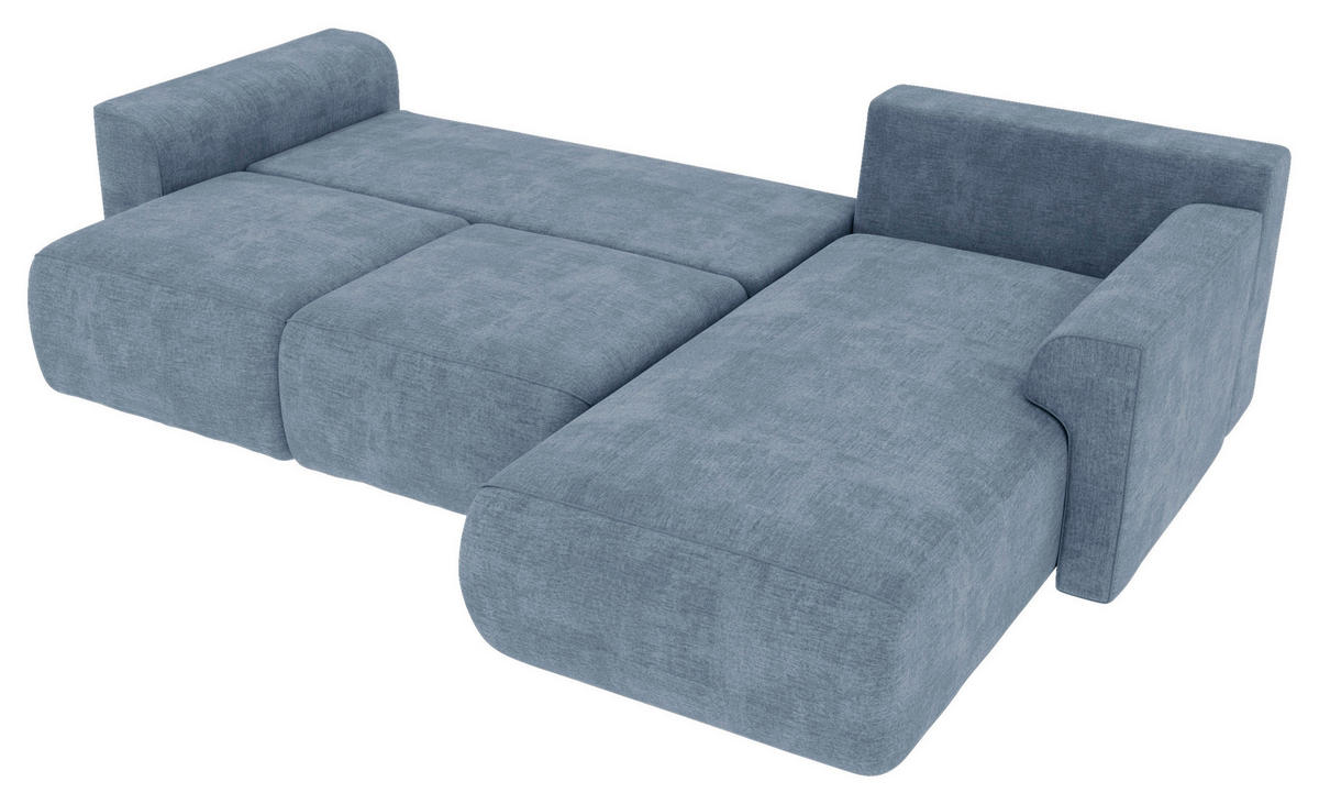 ECKSOFA in Samt Blau  293/195 cm  - Chromfarben/Blau, KONVENTIONELL, Kunststoff/Textil (293/195cm) - Carryhome