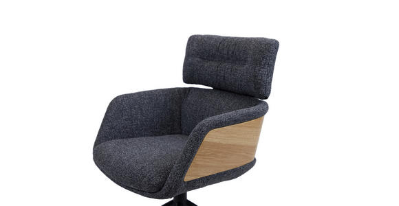 ARMLEHNSTUHL  in Eisen Webstoff  - Eichefarben/Dunkelgrau, Design, Holz/Textil (62/92/66cm) - Dieter Knoll