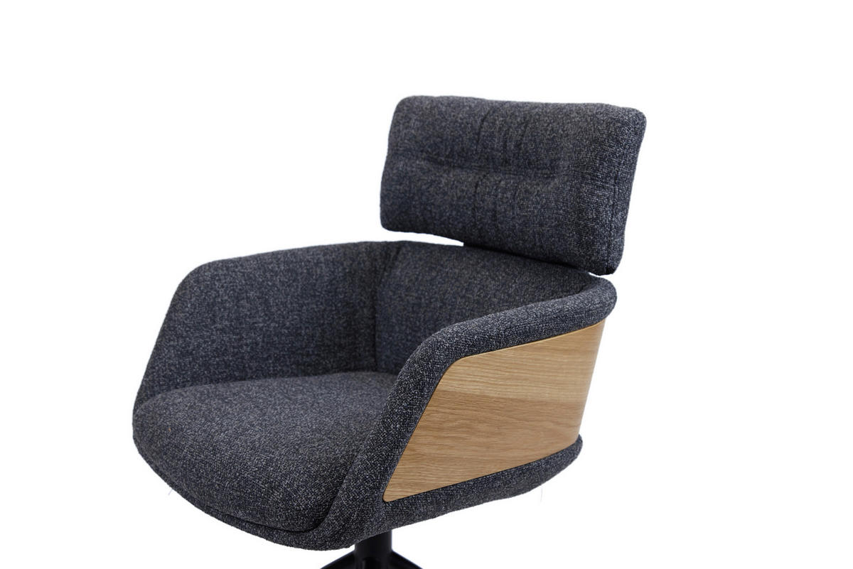 ARMLEHNSTUHL  in Eisen Webstoff  - Eichefarben/Dunkelgrau, Design, Holz/Textil (62/92/66cm) - Dieter Knoll