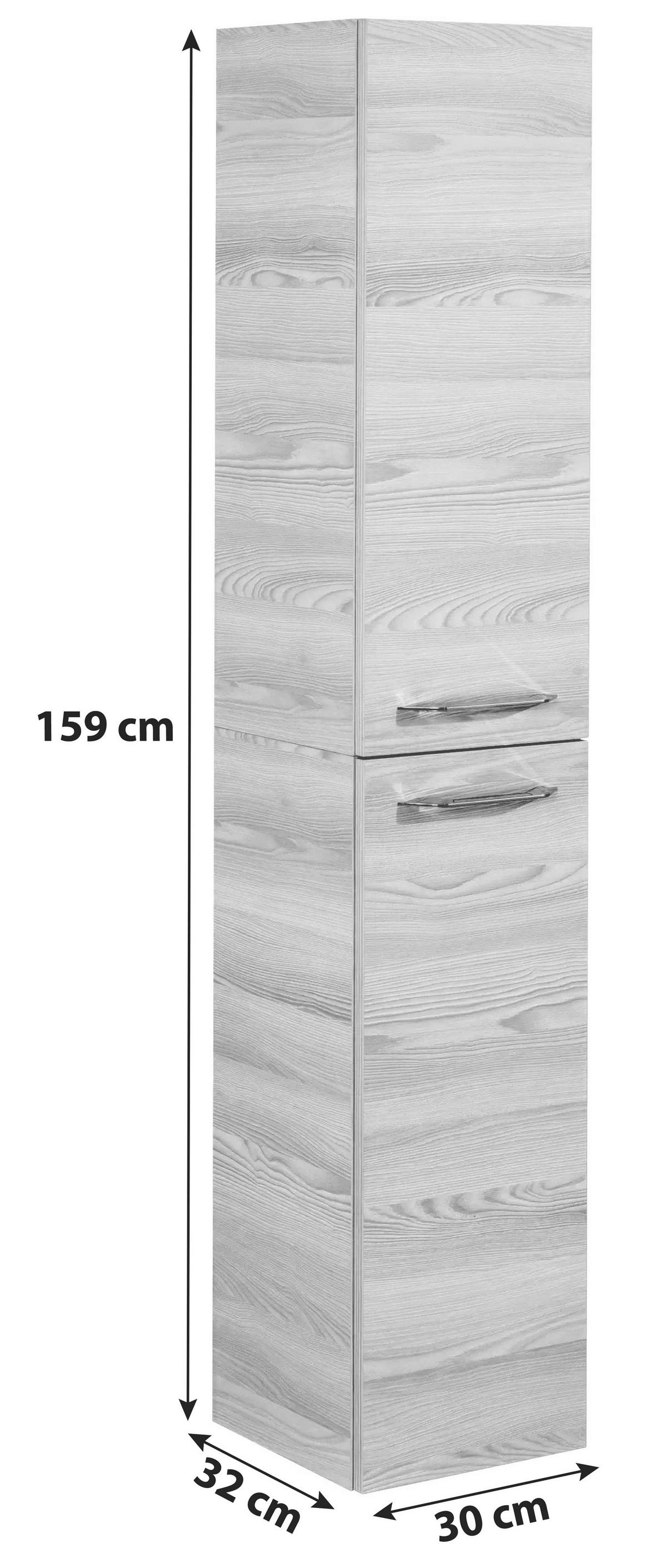 HOCHSCHRANK 30/159/32 cm  - Alufarben/Weiß, MODERN, Glas/Holzwerkstoff (30/159/32cm) - MID.YOU