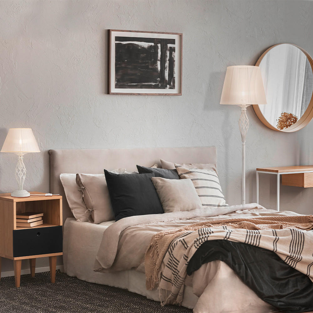 STOJACIA LAMPA, 38/165 cm  - biela/zlatá, Trend, kov/textil (38/165cm) - MAYTONI