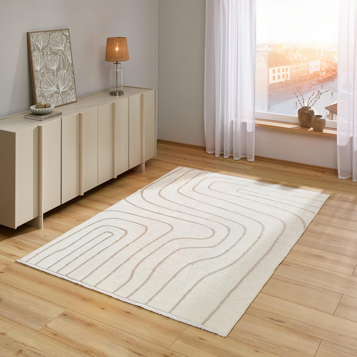 FLACHWEBETEPPICH  Wohnzimmer 160/230 cm Olivia Beige rechteckig  - Beige, LIFESTYLE, Textil (160/230cm) - Novel