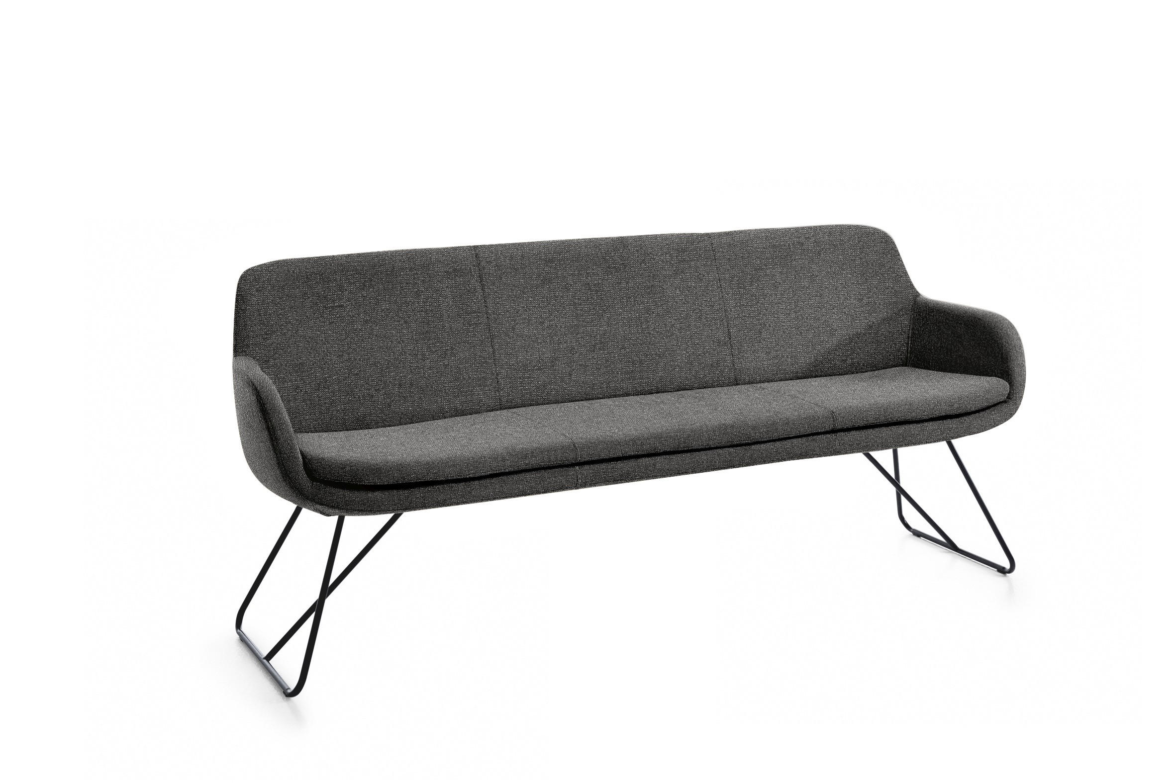 SITZBANK 180/87/65 cm Webstoff Anthrazit Metall  - Anthrazit/Schwarz, Design, Textil/Metall (180/87/65cm) - Musterring