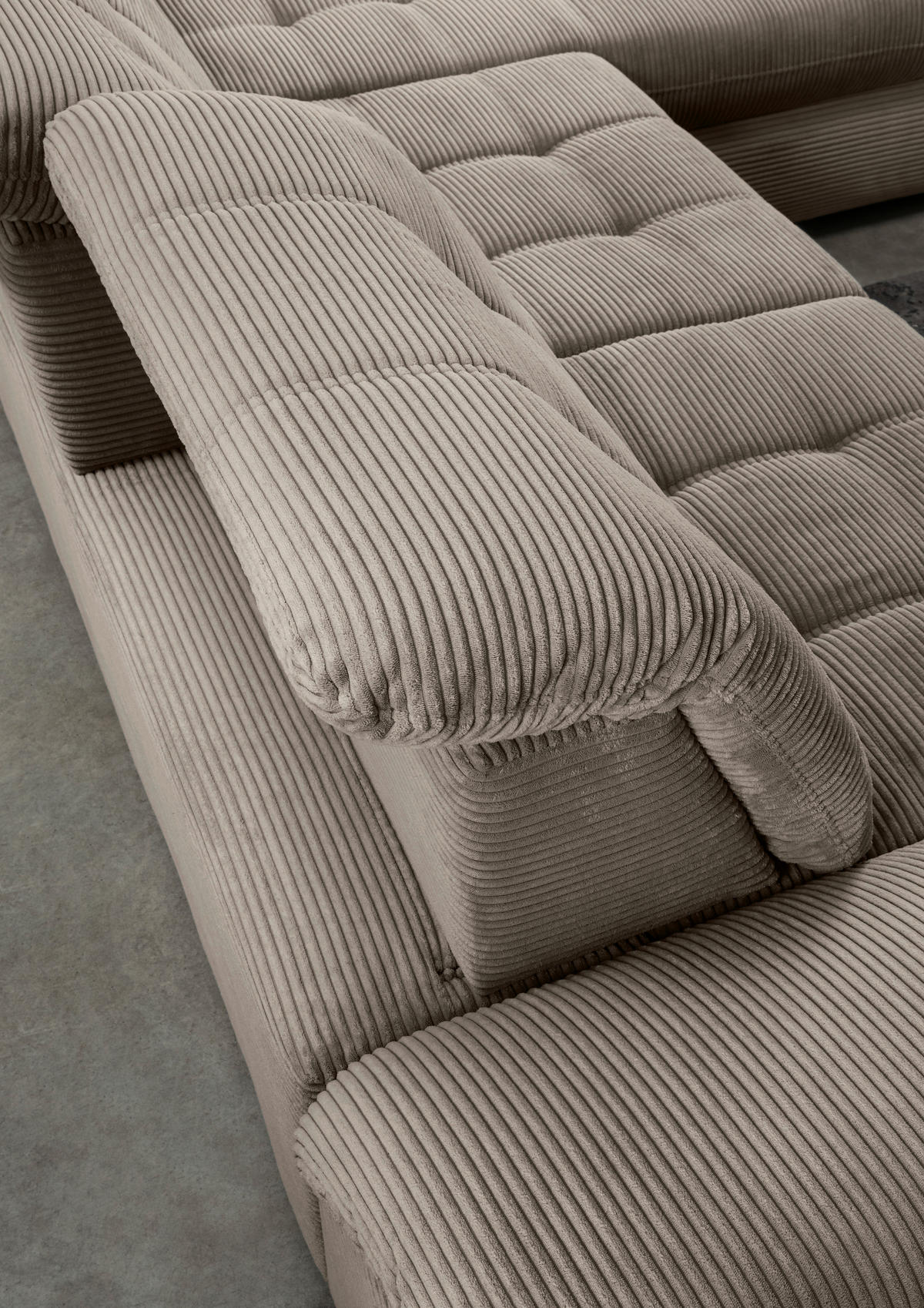 ECKSCHLAFSOFA in Cord Graubraun  - Graubraun/Schwarz, Modern, Textil/Metall (273/189cm) - Livetastic