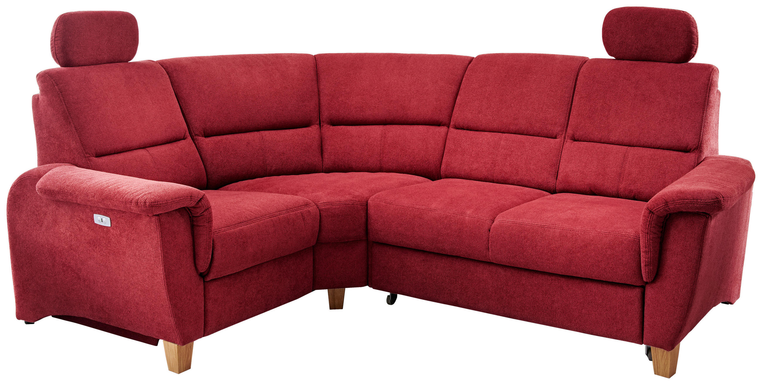 ECKSOFA in Struktur Rot 186/237 cm - Wildeiche/Rot, KONVENTIONELL, Holz/Textil (186/237cm) - Livetastic