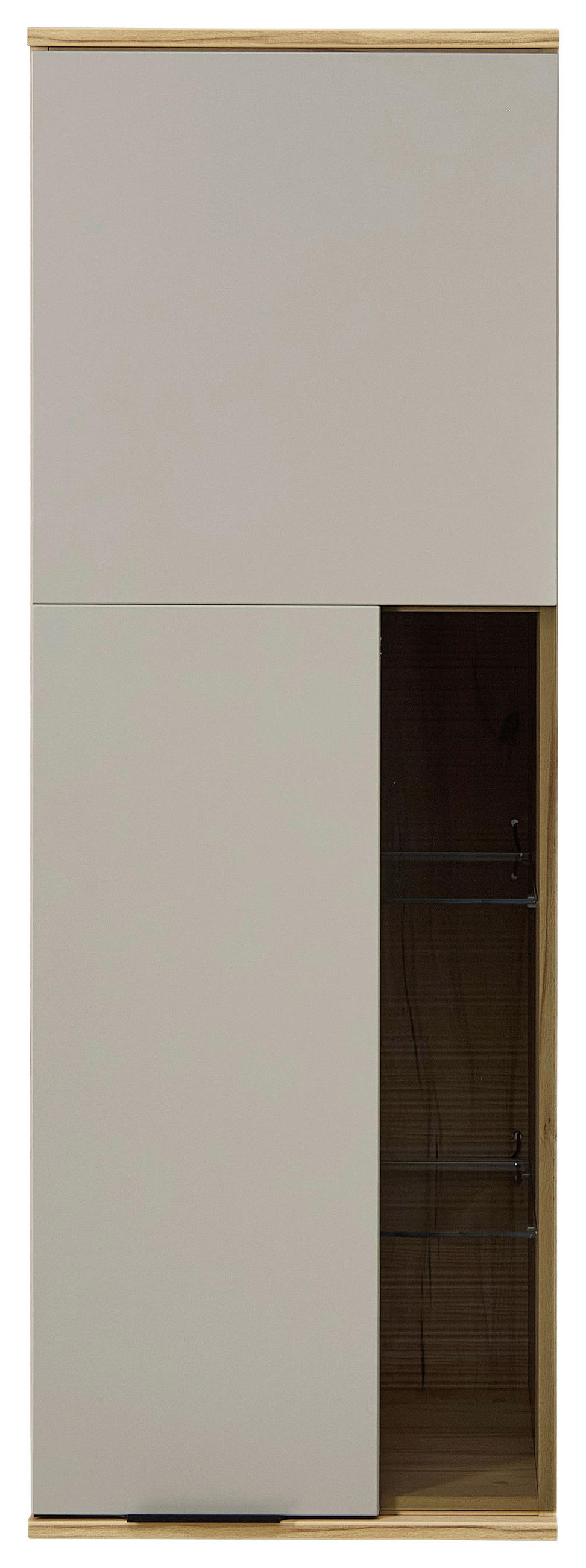 HÄNGEELEMENT Grau, Eichefarben  45/129/40 cm  - Eichefarben/Schwarz, KONVENTIONELL, Glas/Holzwerkstoff (45/129/40cm) - Venda