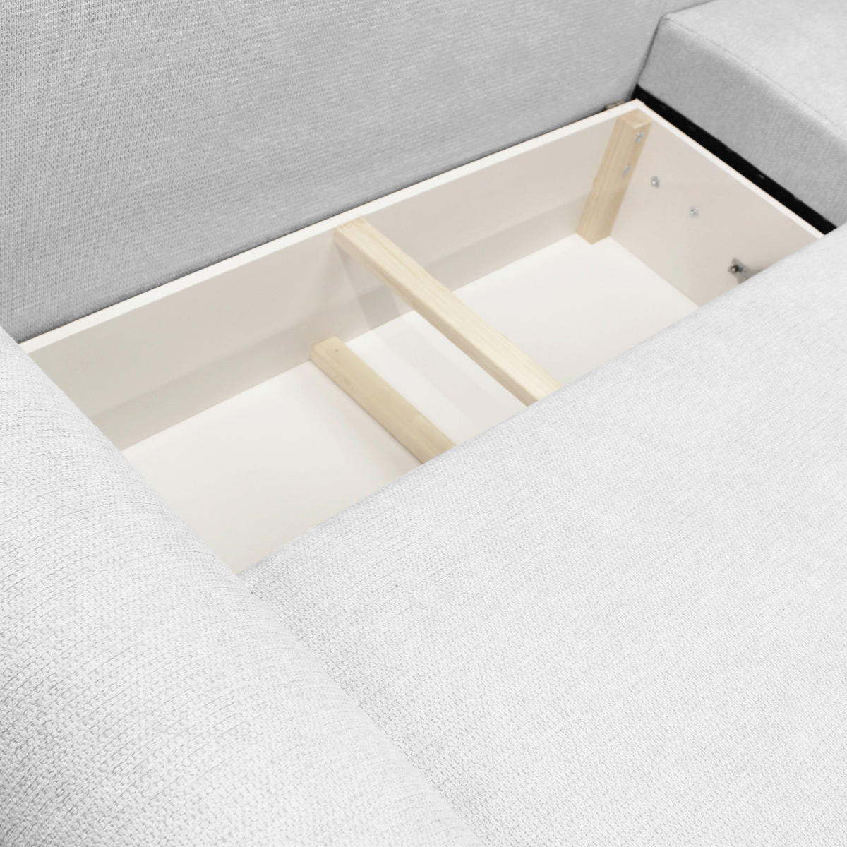 ECKSOFA Creme Struktur  - Creme/Schwarz, Design, Kunststoff/Textil (250/160cm) - MID.YOU