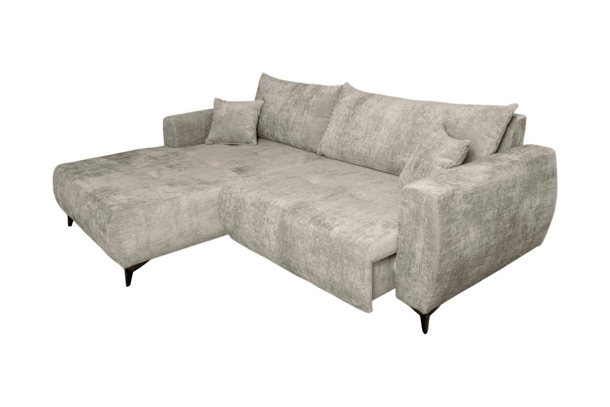 ECKSOFA BELARO Taupe Chenille  - Taupe/Schwarz, Design, Textil/Metall (177/246cm) - P & B
