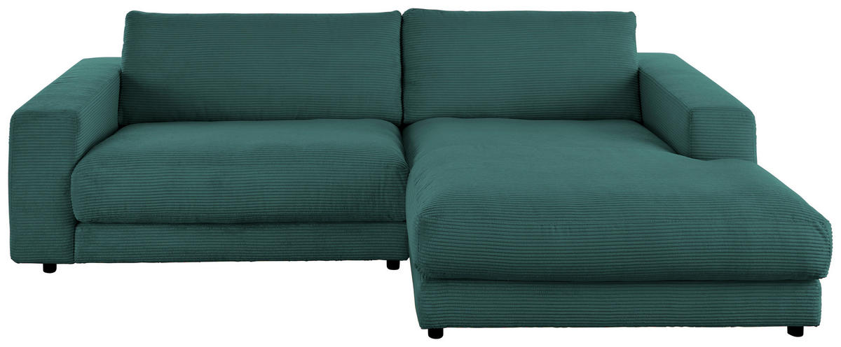 ECKSOFA in Cord Waldgrün  - Waldgrün/Schwarz, Design, Kunststoff/Textil (190/270cm) - Lomoco