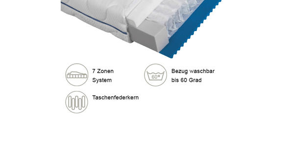 TASCHENFEDERKERNMATRATZE 90/200 cm - Weiß, Basics, Textil (90/200cm) - Dieter Knoll