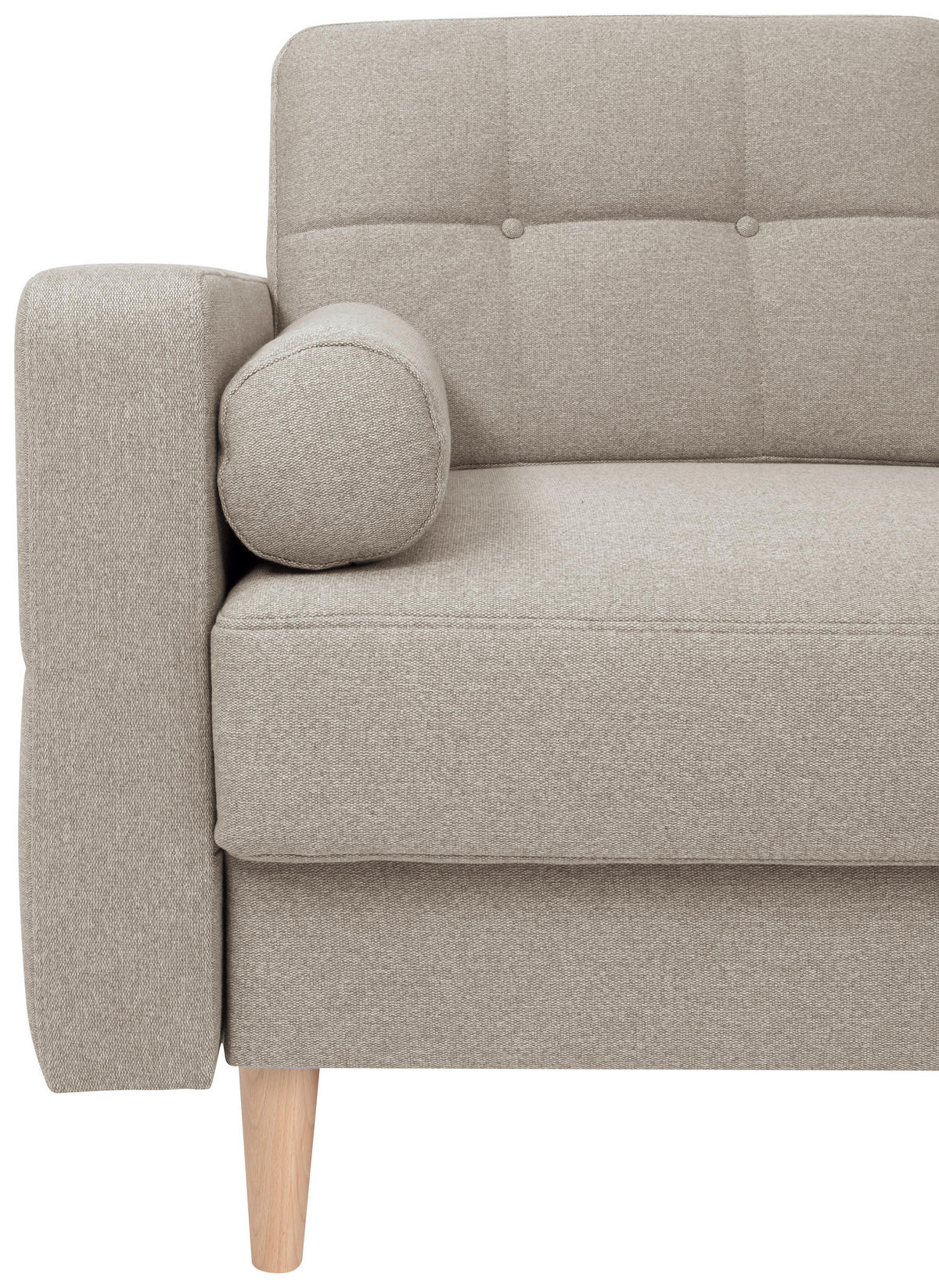 ECKSOFA in Chenille Beige  - Beige/Eiche Wotan, Konventionell, Holz/Textil (242/242cm) - MID.YOU