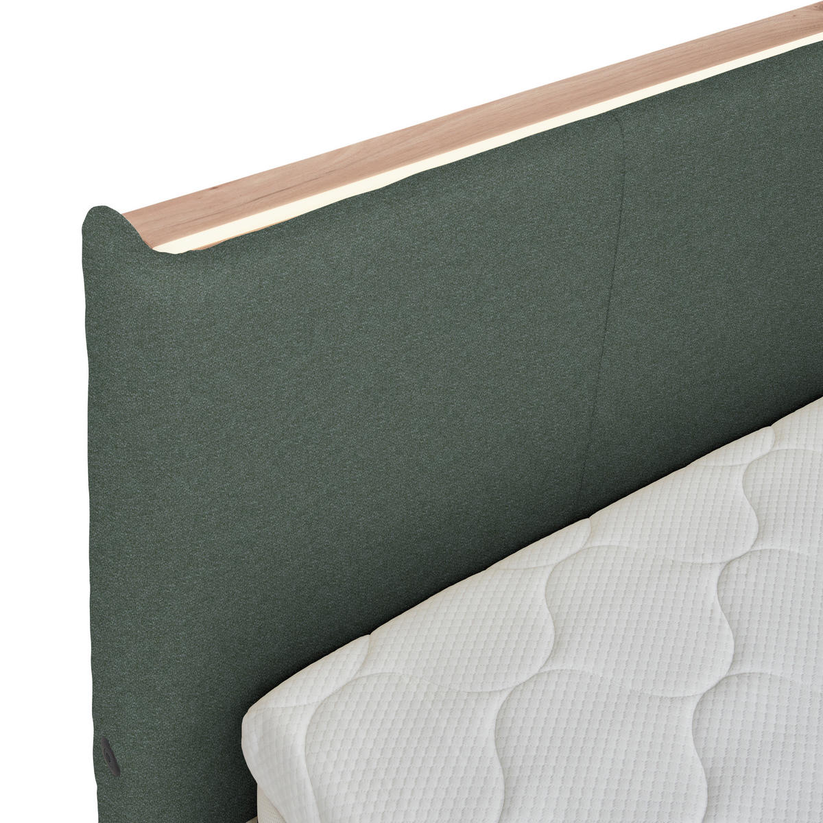 POLSTERBETT Beleuchtung, Lattenrost, Bettkasten Salbeigrün 200/200 cm  - Salbeigrün/Birkefarben, Design, Holz/Holzwerkstoff (200/200cm) - Lomoco