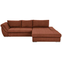 ECKSOFA Flachgewebe Rostfarben  - Rostfarben/Silberfarben, Design, Textil/Metall (306/174cm) - MID.YOU