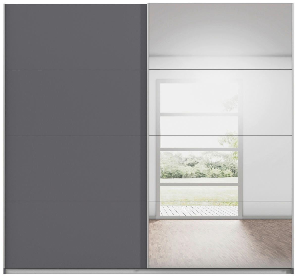 SCHWEBETÜRENSCHRANK 226/210/62 cm,  in Grau, 2 Tür(en)  - Alufarben/Grau, KONVENTIONELL, Holzwerkstoff/Kunststoff (226/210/62cm) - home24
