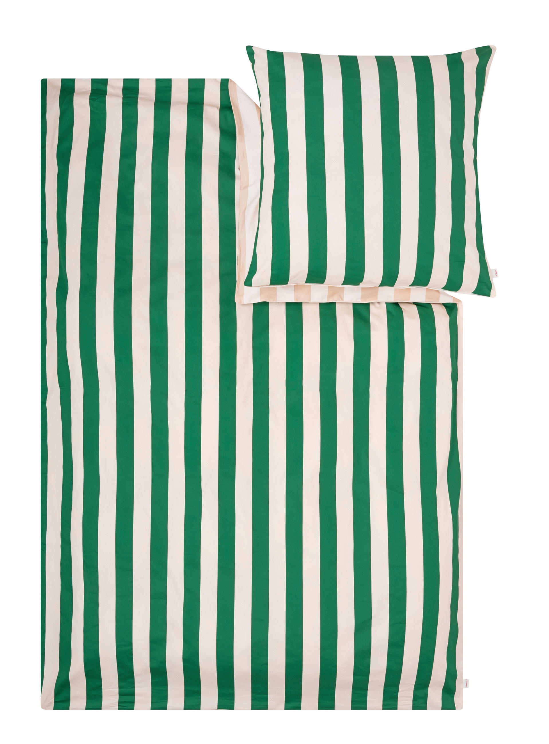 S. Oliver POSTEĽNÁ BIELIZEŇ, satén, zelená, prírodná farba, 140x200/70x90 cm