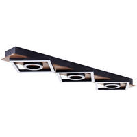 LED-DECKENLEUCHTE    88/6,5/28 cm  - Eiche dunkel/Schwarz, Design, Holz/Kunststoff (88/6,5/28cm) - Brilliant
