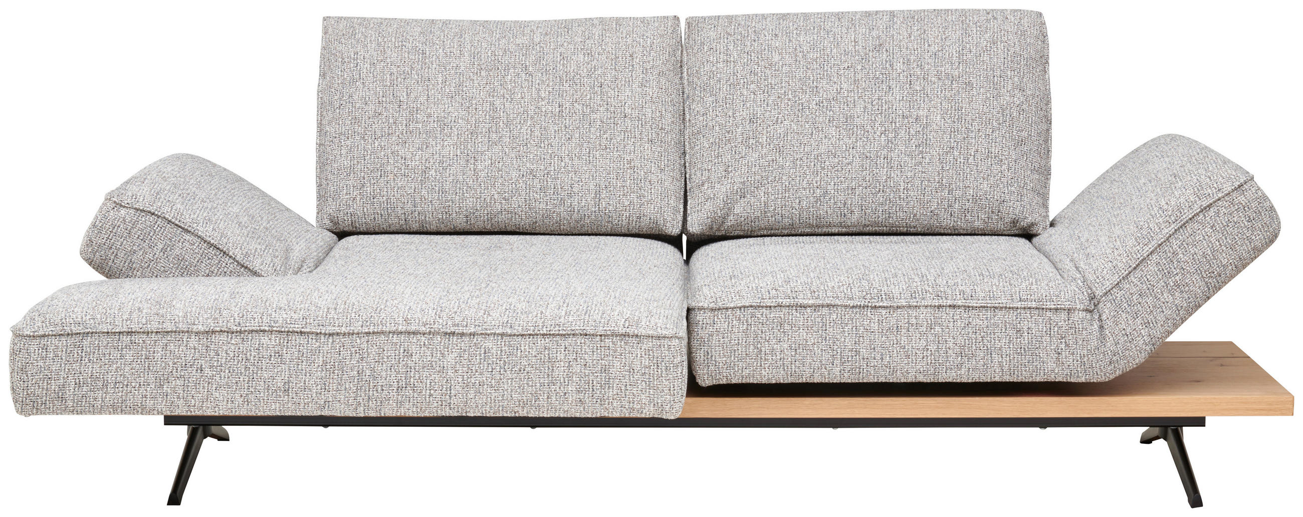 ECKSOFA Beige Chenille Rücken echt, Kopfteilverstellung, Sitztiefenverstellung  - Beige/Schwarz, Design, Holz/Textil (132/240cm) - Koinor