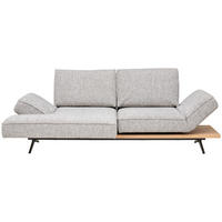 ECKSOFA Beige Chenille Rücken echt, Kopfteilverstellung, Sitztiefenverstellung  - Beige/Schwarz, Design, Holz/Textil (132/240cm) - Koinor