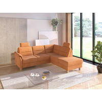 ECKSOFA PALMERA V Terracotta Flachgewebe Kopfstütze, Liegefläche im Originalstoff  - Eichefarben/Terracotta, KONVENTIONELL, Holz/Textil (236/212cm) - Sit & More