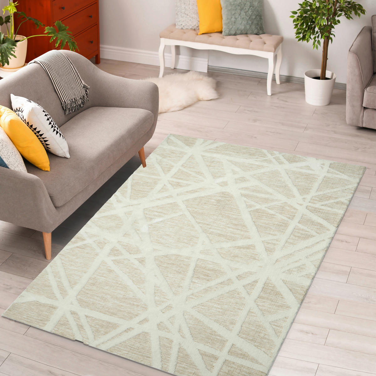 TEPPICH 190/290 cm Verona Weiß, Beige  - Beige/Weiß, Basics, Textil (190/290cm)
