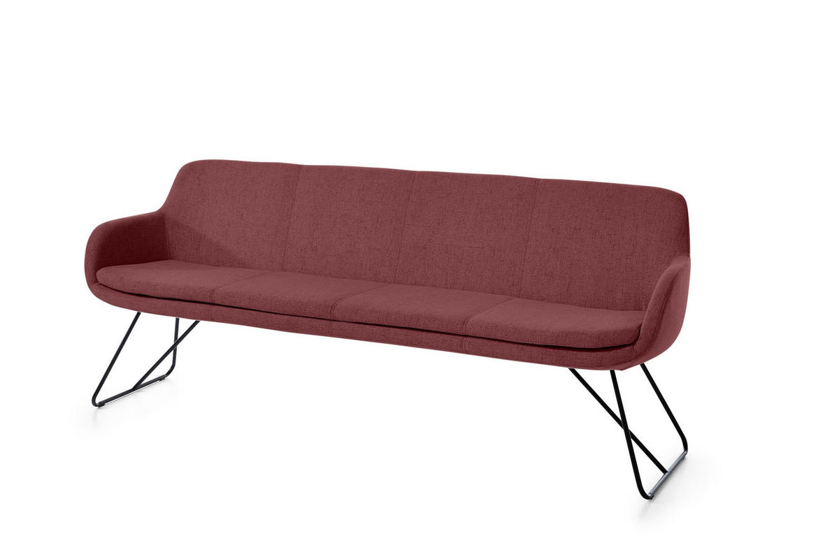 SITZBANK 220/87/65 cm Webstoff Bordeaux Metall  - Bordeaux/Schwarz, Design, Textil/Metall (220/87/65cm) - Musterring