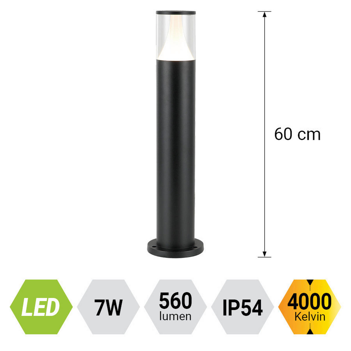 LAMPADAR DE EXTERIOR - negru/transparent, Basics, plastic/metal (14.5/61.5/15cm)