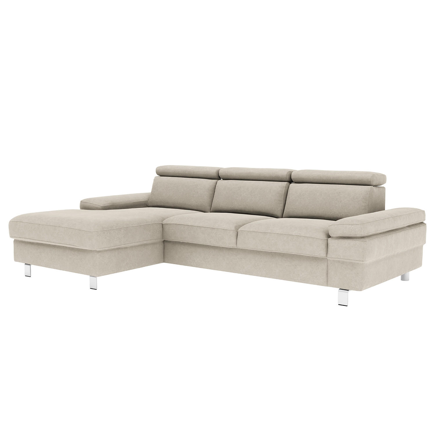 ECKSOFA in Mikrofaser Silberfarben - Silberfarben, Konventionell, Textil/Metall (260/82/182cm) - Trendmanufaktur