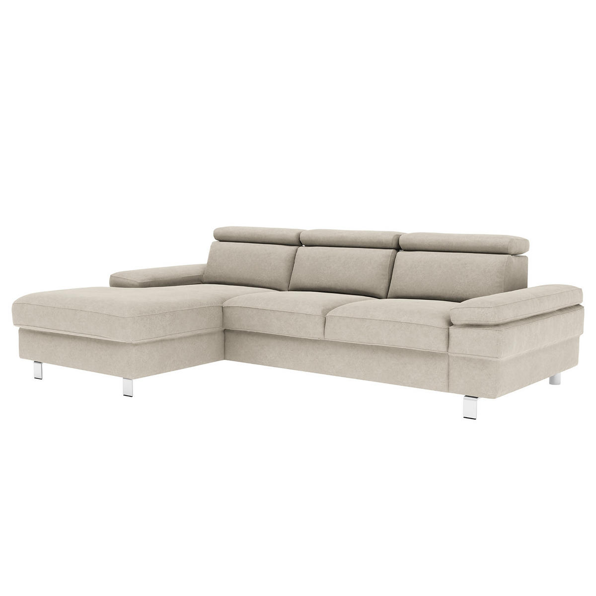 ECKSOFA in Mikrofaser Silberfarben  - Silberfarben, Konventionell, Textil/Metall (259/82/182cm) - Trendmanufaktur