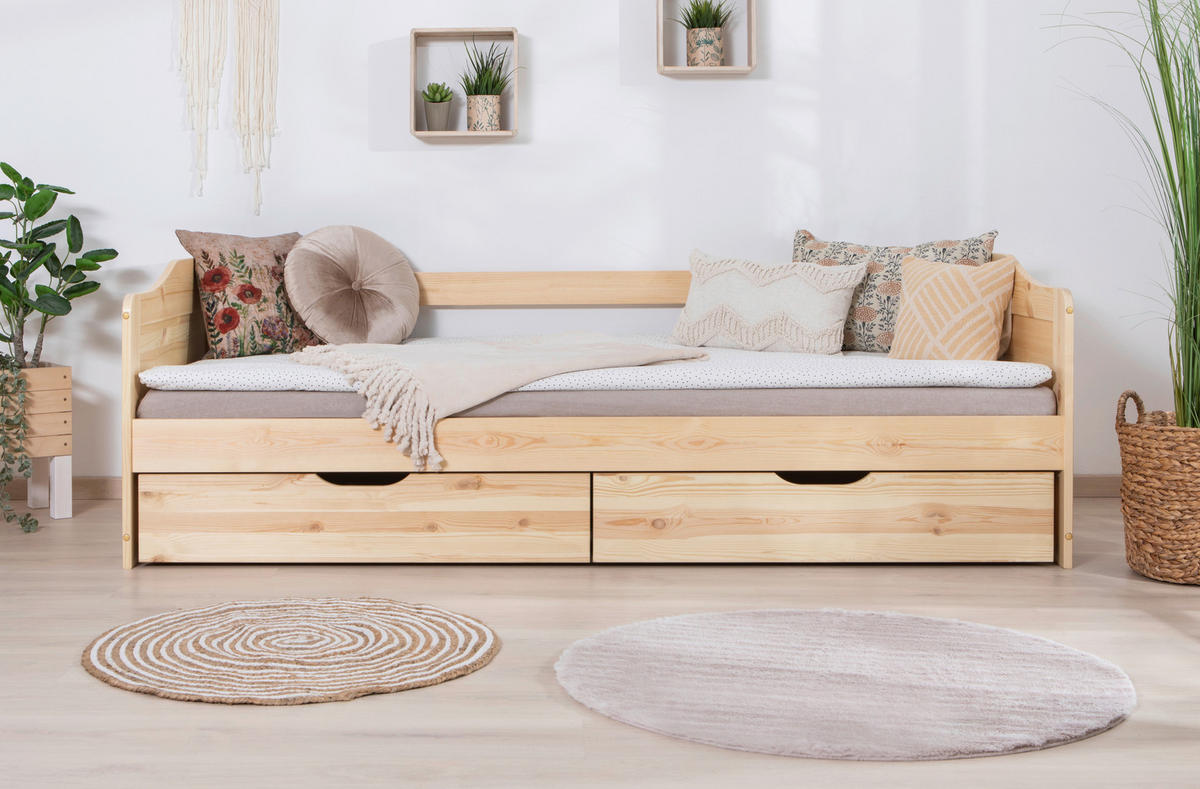 STAURAUMBETT 90/200 cm  in Naturfarben   - Naturfarben, Modern, Holz (90/200cm) - MID.YOU